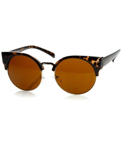 Semi-rimless Round Circle Half Frame Semi-Rimless Cateye Sunglasses (Tortoise) - CY11DHWO079 $12.79