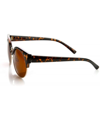 Semi-rimless Round Circle Half Frame Semi-Rimless Cateye Sunglasses (Tortoise) - CY11DHWO079 $12.79