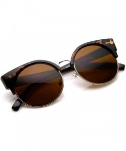 Semi-rimless Round Circle Half Frame Semi-Rimless Cateye Sunglasses (Tortoise) - CY11DHWO079 $12.79