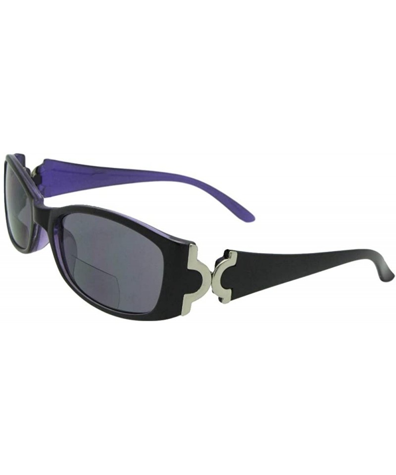 Rectangular Small Bifocal Sunglasses +1.25 Magnification Style B22 - Black/Purple-gray Lenses - CB186C3LWWN $14.26