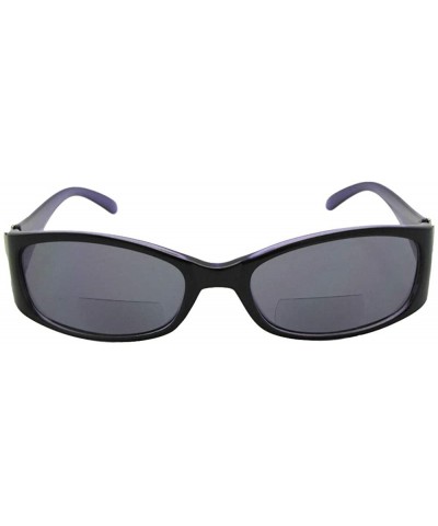 Rectangular Small Bifocal Sunglasses +1.25 Magnification Style B22 - Black/Purple-gray Lenses - CB186C3LWWN $14.26
