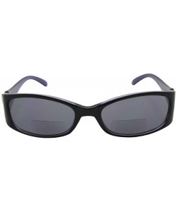 Rectangular Small Bifocal Sunglasses +1.25 Magnification Style B22 - Black/Purple-gray Lenses - CB186C3LWWN $14.26