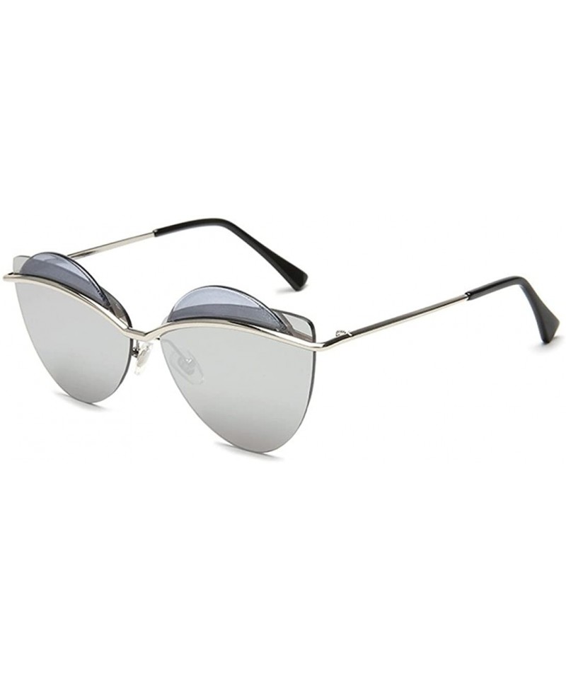 Goggle Fashion trend sunglasses metal reflective color film men and women sunglasses - Silver Box - CP1825OSK4D $26.42