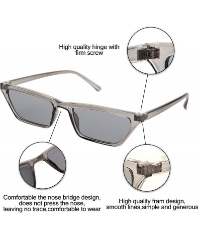 Cat Eye Small Rectangle Cat Eye Sunglasses for Women Fashion Designer Glasses - Light Grey - CW18CUKYR3G $12.87