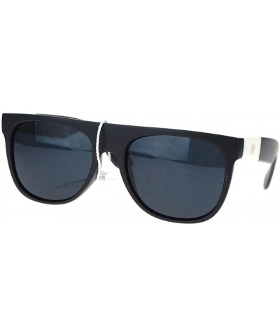 Round All Black Pot Head Marijuana Leaf Logo Plastic Horned Sunglasses - CZ11YWULWRB $11.23