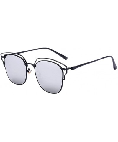 Oversized Women Oversized Mirror UV400 Sunglass Female Shades Travel Glasses Eyewear - Black Silver - CA18288EO62 $10.99