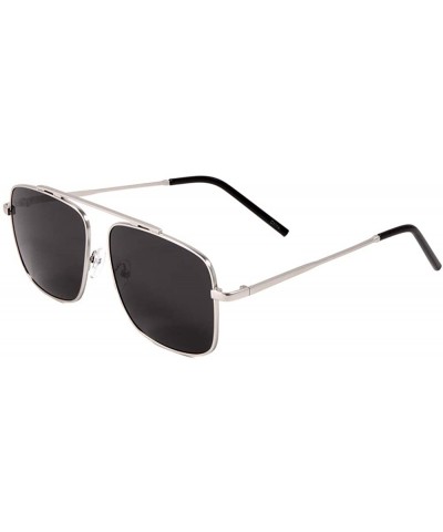 Aviator Bridge-less Square Aviator Top Bar Sunglasses - Black Silver - CS197Q9G08C $17.35