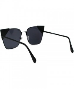 Rectangular Womens Metal Rim Cat Eye Tip Rectangular Retro Sunglasses - All Black - CE18UT66TNY $15.05