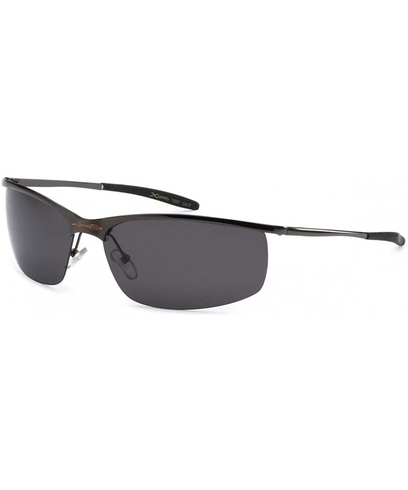 Rectangular X Loop Polarized Driving Sunglasses - Gunmetal W Smoke Lens - C811X0TQSVF $9.69