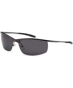 Rectangular X Loop Polarized Driving Sunglasses - Gunmetal W Smoke Lens - C811X0TQSVF $9.69