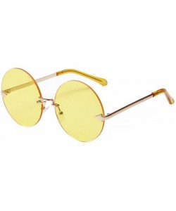 Rimless Women Rimless Sunglasses Vintage Stylish Round Circle Flat Lens Eyewear - Yellow - CK1890HK8AS $15.40