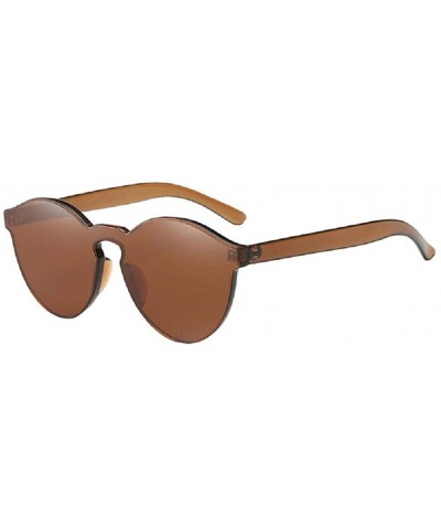 Cat Eye Women Fashion Cat Eye Shades Sunglasses Integrated UV Candy Colored Glasses - Coffee - C418RYKH5I8 $8.68