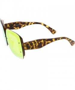 Rimless Oversize Bold Rimless Chunky Arms Color Mirror Square Sunglasses 71mm - Tortoise / Purple Mirror - C018644L5R4 $11.05
