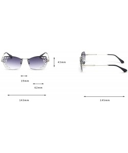 Square Small frame ladies square retro glasses transparent diamond metal sunglasses lens glasses with box - Grey Pink - CE18R...