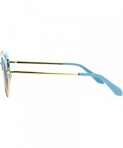 Cat Eye Womens Eye Brow Half Rim Retro Mod Round Cat Eye Tip Sunglasses - All Blue - C0184QNN3I3 $13.66