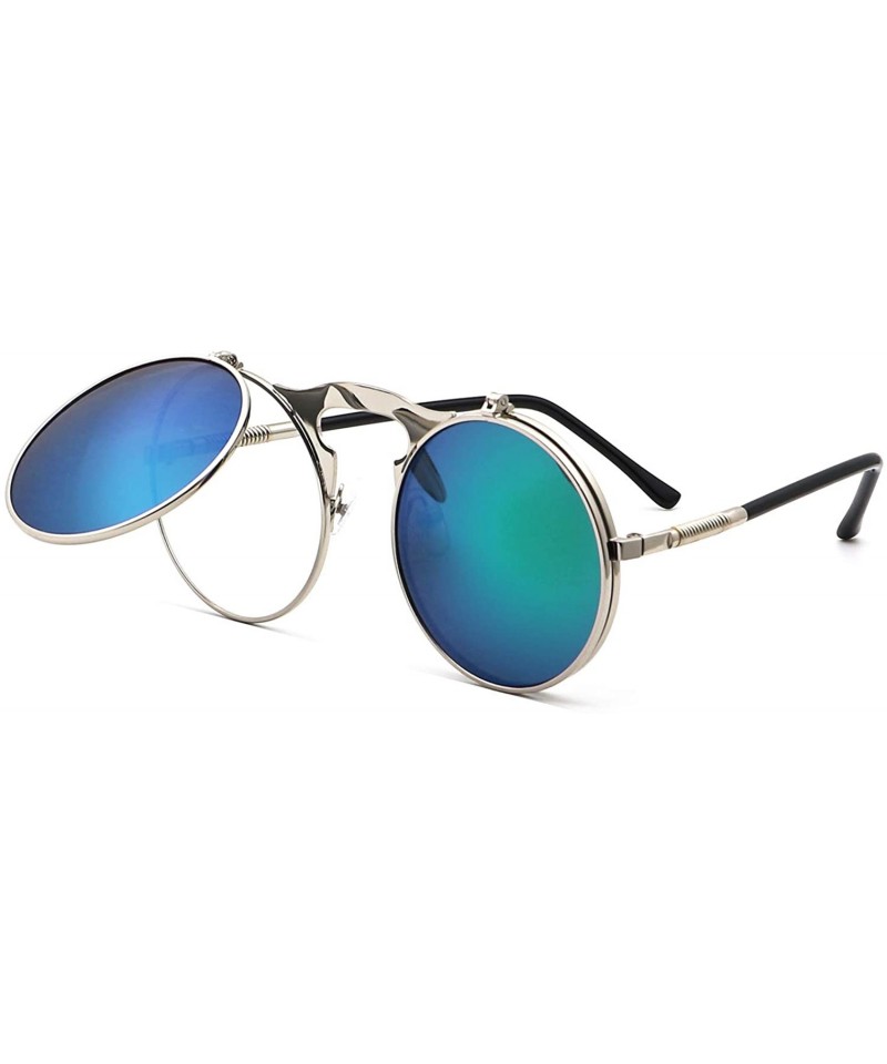 Buy Stylish Round Full-Frame Metal Polarized Sunglasses For Men And Women | Green  Lens And Grey Frame | HRS-KC1020-GRY-GRN-P Online : Tikhi.in
