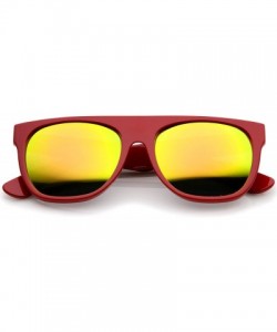 Wayfarer Modern Super Flat-Top Wide Temple Horn Rimmed Sunglasses 55mm - Shiny Red / Yellow Mirror - C712MZOIVJG $11.98