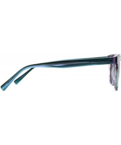 Aviator Two-tone Acetate Round Keyhole Frame Eyewear - Brown to Peacock Green - C817Z7LIANQ $24.64