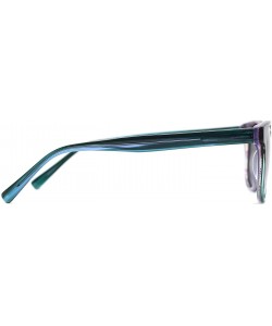 Aviator Two-tone Acetate Round Keyhole Frame Eyewear - Brown to Peacock Green - C817Z7LIANQ $24.64