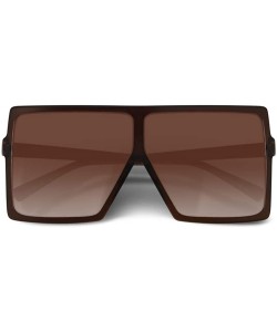 Shield Ultralight Square Oversized Sunglasses Classic Fashion Style 100% UV Protection for Women Men - Brown - C418E8078AO $2...