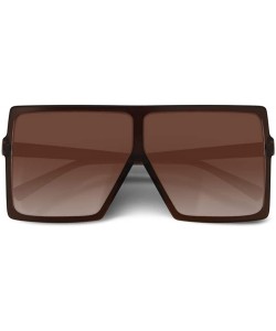 Shield Ultralight Square Oversized Sunglasses Classic Fashion Style 100% UV Protection for Women Men - Brown - C418E8078AO $1...