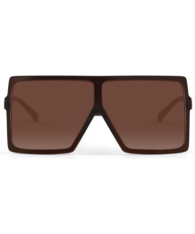 Shield Ultralight Square Oversized Sunglasses Classic Fashion Style 100% UV Protection for Women Men - Brown - C418E8078AO $1...