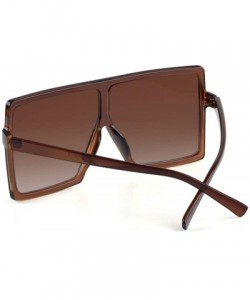 Shield Ultralight Square Oversized Sunglasses Classic Fashion Style 100% UV Protection for Women Men - Brown - C418E8078AO $1...