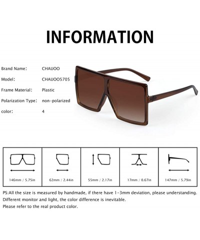 Shield Ultralight Square Oversized Sunglasses Classic Fashion Style 100% UV Protection for Women Men - Brown - C418E8078AO $1...