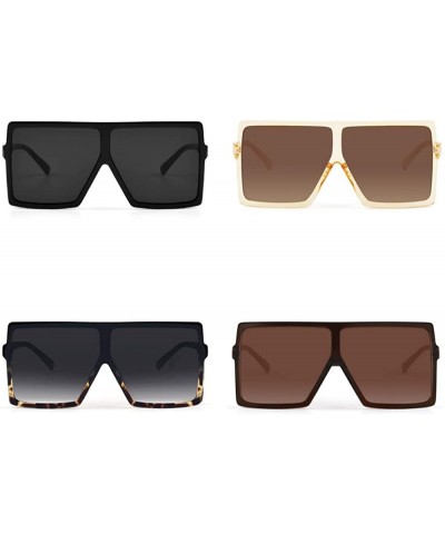 Shield Ultralight Square Oversized Sunglasses Classic Fashion Style 100% UV Protection for Women Men - Brown - C418E8078AO $2...