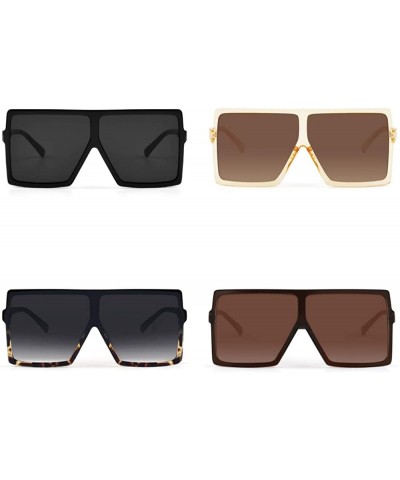 Shield Ultralight Square Oversized Sunglasses Classic Fashion Style 100% UV Protection for Women Men - Brown - C418E8078AO $1...