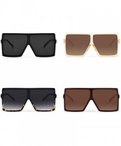 Shield Ultralight Square Oversized Sunglasses Classic Fashion Style 100% UV Protection for Women Men - Brown - C418E8078AO $2...