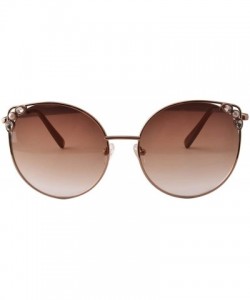 Round Classics Metal Round Shades Women's sunglasses Decorated with Pearl and Rhinestone - Retro Bronze - CF192XAL2ME $18.26