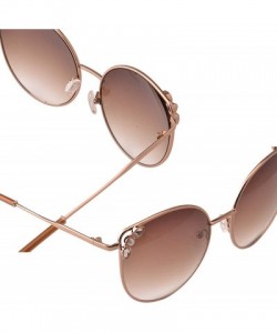 Round Classics Metal Round Shades Women's sunglasses Decorated with Pearl and Rhinestone - Retro Bronze - CF192XAL2ME $18.26