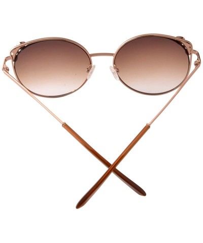 Round Classics Metal Round Shades Women's sunglasses Decorated with Pearl and Rhinestone - Retro Bronze - CF192XAL2ME $18.26