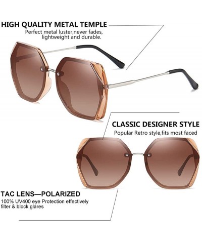 Sport Oversized Polarized Sunglasses for Women Protection UV400 YJ135 - Brown Frame Brown Lens - C71963ZOOOL $10.92