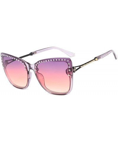 Aviator Fashion classic sunglasses- large frame sunglasses women's men's UV protection diamond sunglasses - D - C918RT8H8MC $...