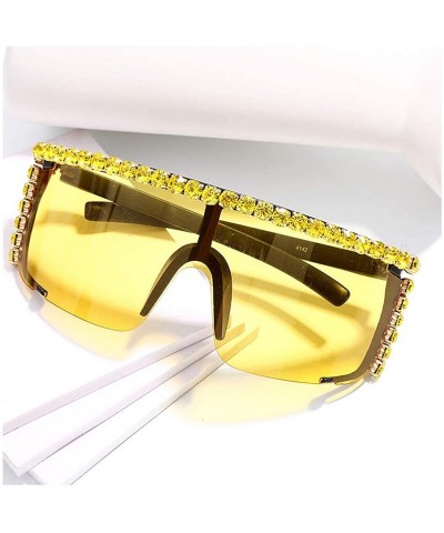 Oversized Oversize Shield Visor Sunglasses Flat Top Mirrored Mono Lens 170mm - Yellow - CQ19CG9SRDR $18.88