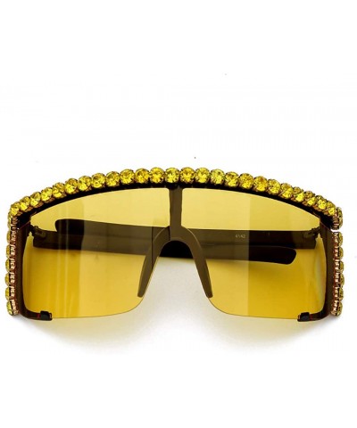 Oversized Oversize Shield Visor Sunglasses Flat Top Mirrored Mono Lens 170mm - Yellow - CQ19CG9SRDR $18.88