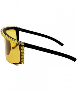 Oversized Oversize Shield Visor Sunglasses Flat Top Mirrored Mono Lens 170mm - Yellow - CQ19CG9SRDR $18.88