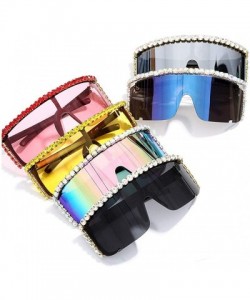 Oversized Oversize Shield Visor Sunglasses Flat Top Mirrored Mono Lens 170mm - Yellow - CQ19CG9SRDR $18.88