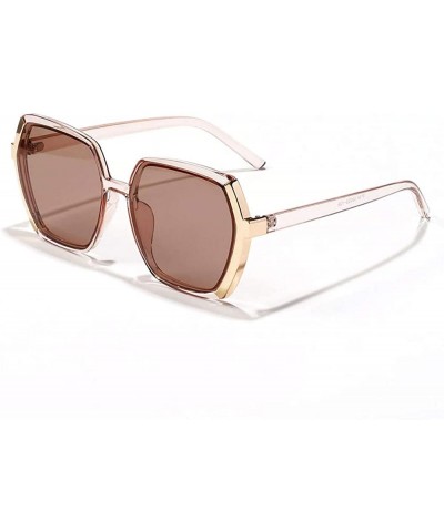 Rimless Vintage Oversize Square Fashion Gradient Sunglasses Frame Women Female - Brown - CJ1984CYCS8 $24.89