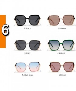Rimless Vintage Oversize Square Fashion Gradient Sunglasses Frame Women Female - Brown - CJ1984CYCS8 $10.83
