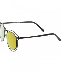 Wayfarer Oversize Open Metal Arrow Round Mirror Flat Lens Horn Rimmed Sunglasses 55mm - Black / Magenta Mirror - CG1824ZAU8U ...
