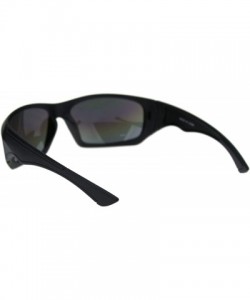 Sport Mens Aerodynamic Robotic Futurism Black Plastic Sport Sunglasses - Matte Black Oil Slick Mirror - C918QS0T7HZ $8.94