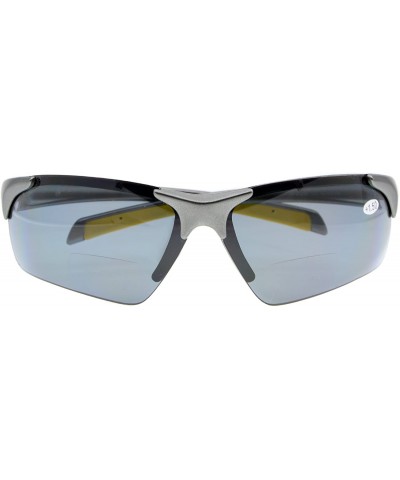 Wrap Bifocal Sunglasses with Wrap-Around Sport Design Half Frame for Men and Women - Grey - C518C3M542S $16.18
