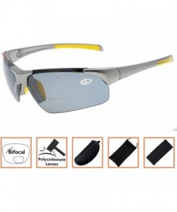 Wrap Bifocal Sunglasses with Wrap-Around Sport Design Half Frame for Men and Women - Grey - C518C3M542S $16.18