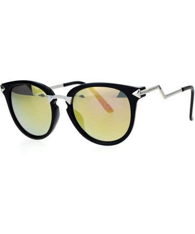 Wayfarer Mirrored Lens Crooked Bolt Arrow Arm Horn Rim Retro Sunglasses - Black Pink - CE12D7IOK09 $14.75