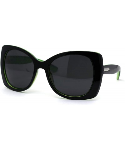 Butterfly Womens Diva Thick Plastic Butterfly Designer Fashion Sunglasses - Black Green - CU12N0F8LEQ $19.11