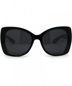 Butterfly Womens Diva Thick Plastic Butterfly Designer Fashion Sunglasses - Black Green - CU12N0F8LEQ $8.30