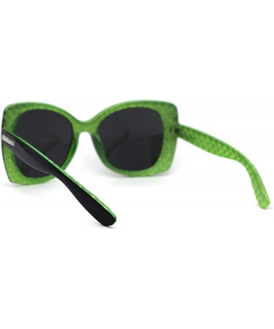 Butterfly Womens Diva Thick Plastic Butterfly Designer Fashion Sunglasses - Black Green - CU12N0F8LEQ $8.30